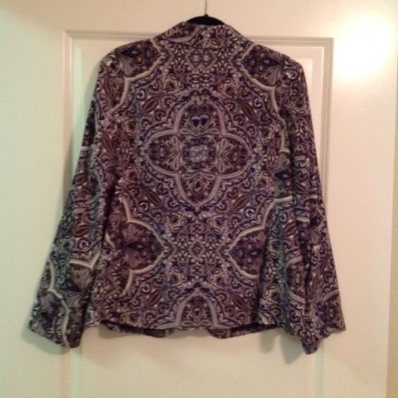 CHICO'S PURPLE AND GREY PAISLEY JACKET - SIZE 2 - Picture 4 of 6